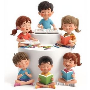 kids reading & coloring